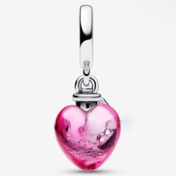 Pandora Authentic Pandora Love Potion Murano Glass Heart Dangle Charm - Picture 1 of 3